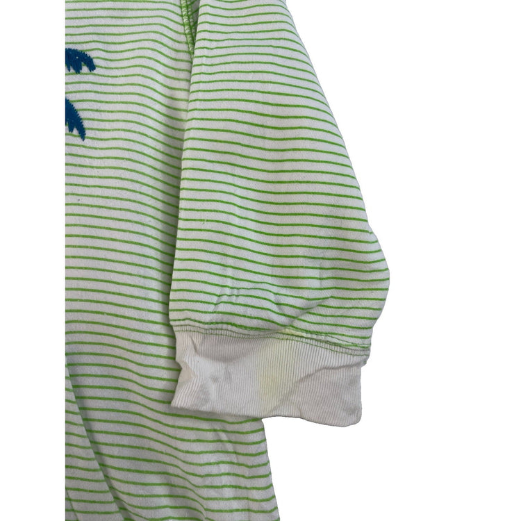 Womens Aeropostale Green White Striped Zip Up Hoodie Palm Tree Graphic Size L