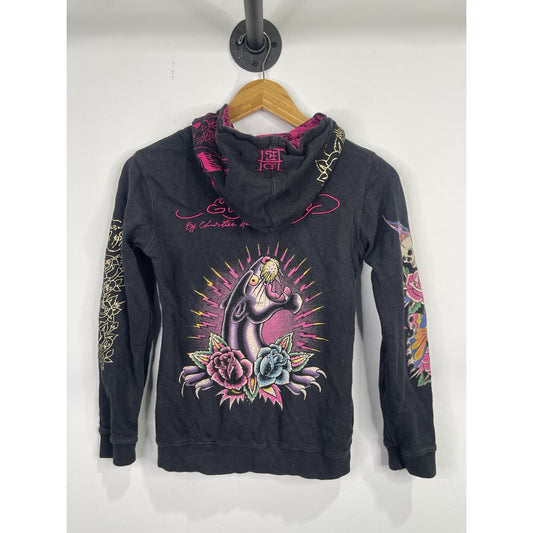 Vintage/Y2k Ed Hardy Kids True Love Panther Zip-up Hoodie Size Large