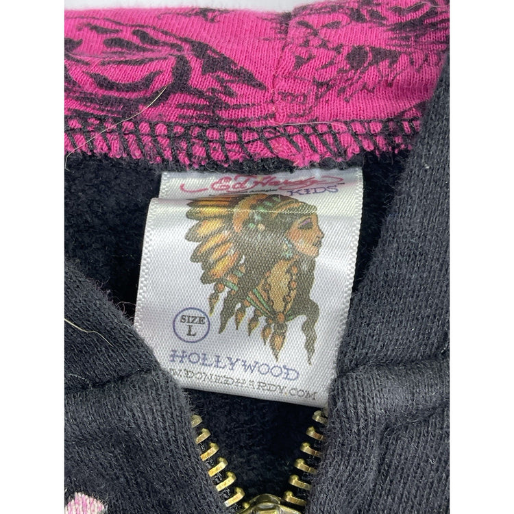 Vintage/Y2k Ed Hardy Kids True Love Panther Zip-up Hoodie Size Large