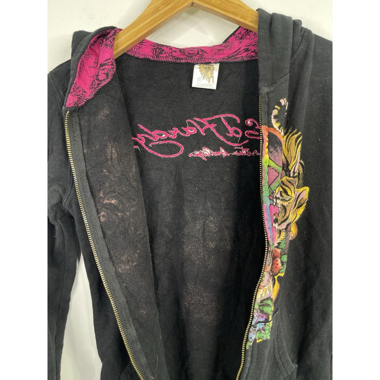 Vintage/Y2k Ed Hardy Kids True Love Panther Zip-up Hoodie Size Large
