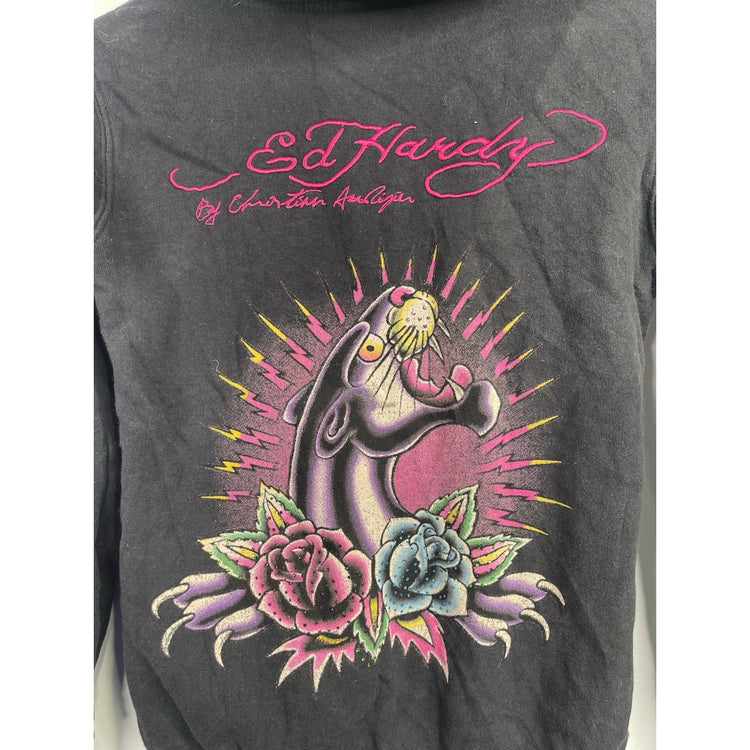 Vintage/Y2k Ed Hardy Kids True Love Panther Zip-up Hoodie Size Large