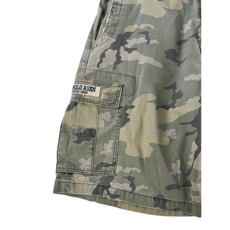 Mens US Polo Assn Green Camouflage Multi Pocket Cargo Shorts Size 38