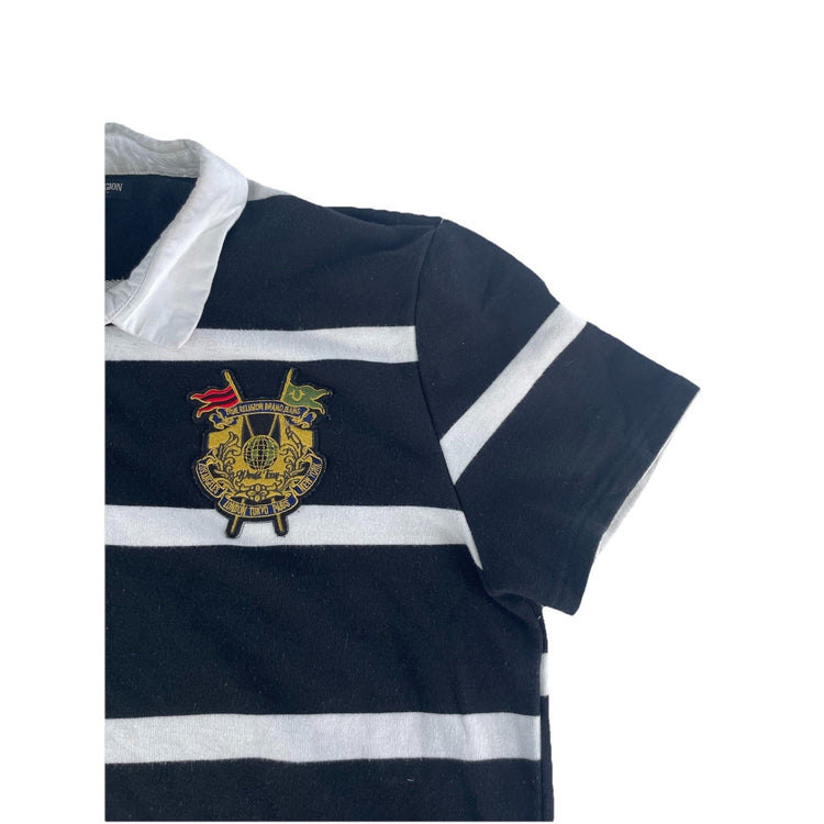 Mens Vintage True Religion Rugby Biology Black White Striped Tee Size L