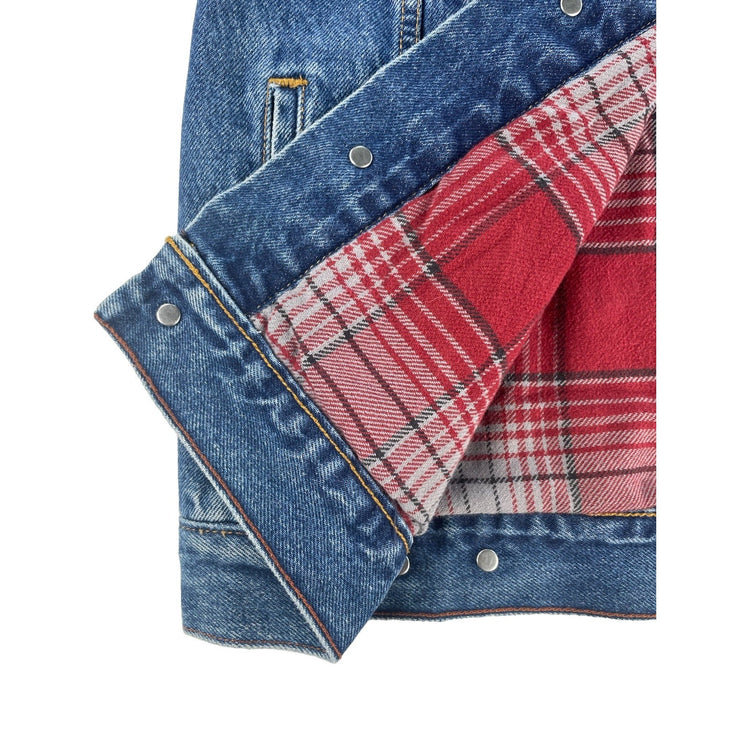 Mens Levi Strauss Signature Flannel Lined Denim Trucker Jacket Size L