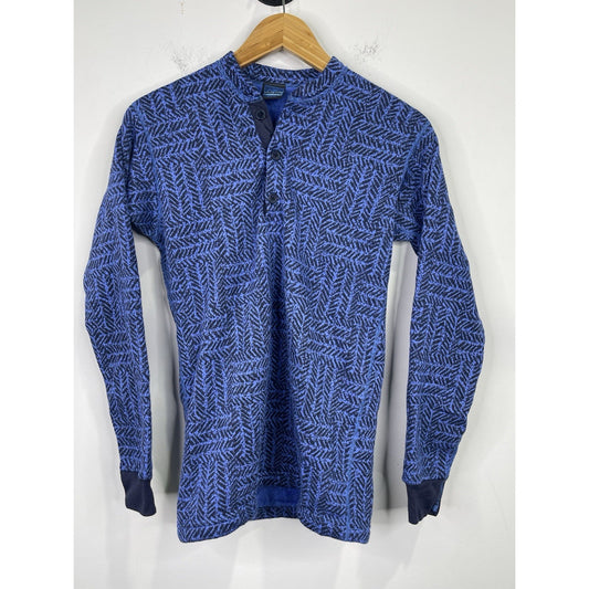 Men’s Patagonia Sweater Blue Abstract Pattern Fleece Quarter Button Sz M