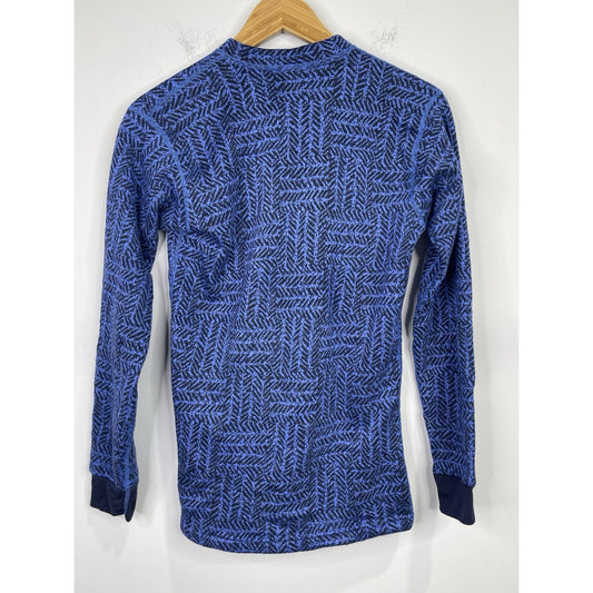 Men’s Patagonia Sweater Blue Abstract Pattern Fleece Quarter Button Sz M