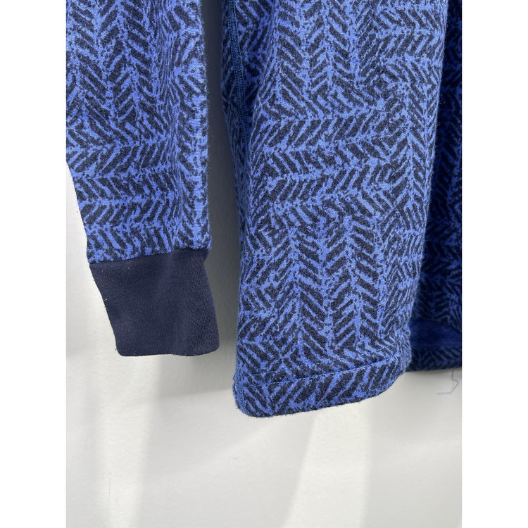 Men’s Patagonia Sweater Blue Abstract Pattern Fleece Quarter Button Sz M