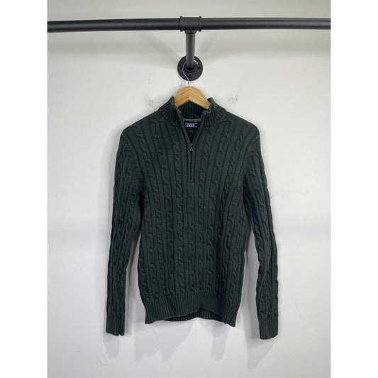 Men’s Green IZOD Knitted 1/4 Zip Heavyweight Sweater Sz Medium