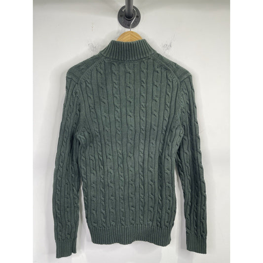 Men’s Green IZOD Knitted 1/4 Zip Heavyweight Sweater Sz Medium