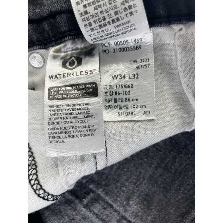 Mens Levis 505 Faded Black Straight Fit Denim Jeans Size 34x32