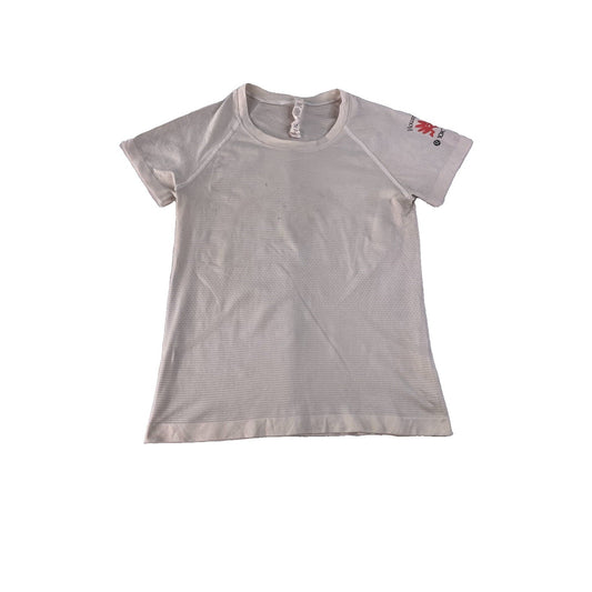 Womens Lululemon Light Gray Stripes “Houston 10k Tour” T-Shirt Size 6