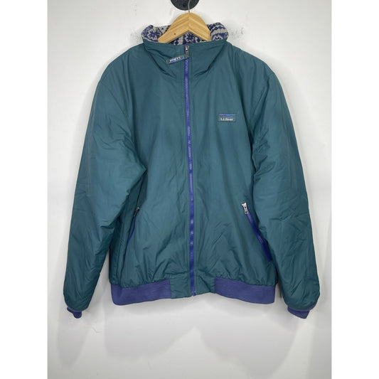 Vintage Men’s LL Bean Jacket Full Zip Blue Logo 90s Outdoor USA Sz L