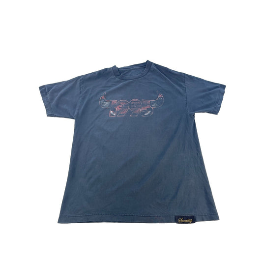 Mens Vintage Sneaktip Faded Charcoal Gray Chicago Bulls 1995 Graphic Tee SIZE L