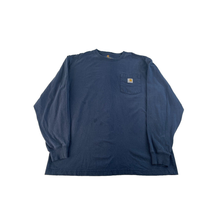 Mens Carhartt Orignal Fit Solid Dark Blue LongSLeeve Shirt Size L
