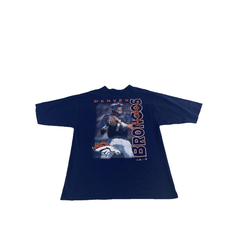 Mens Denver Broncos John Elway Navy Blue T Shirt Size XL