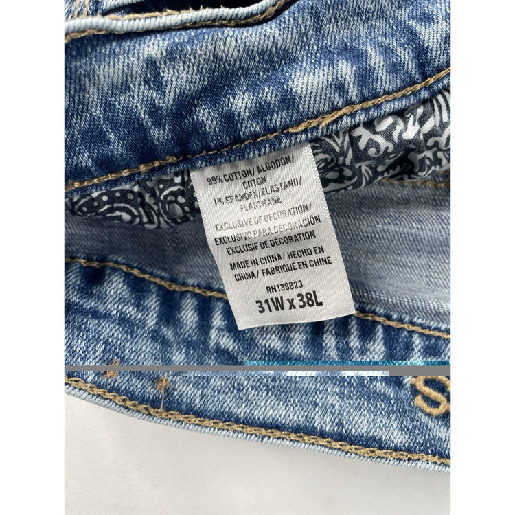 Mens Cody James Slim Straight Lightwash Blue Jeans Size 31x38