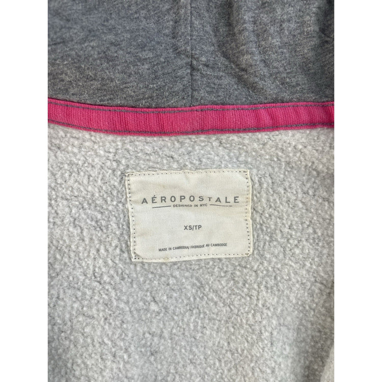 Womens Aeropostale Grey NY Zip Up Hoodie Sweatshirt Size XS