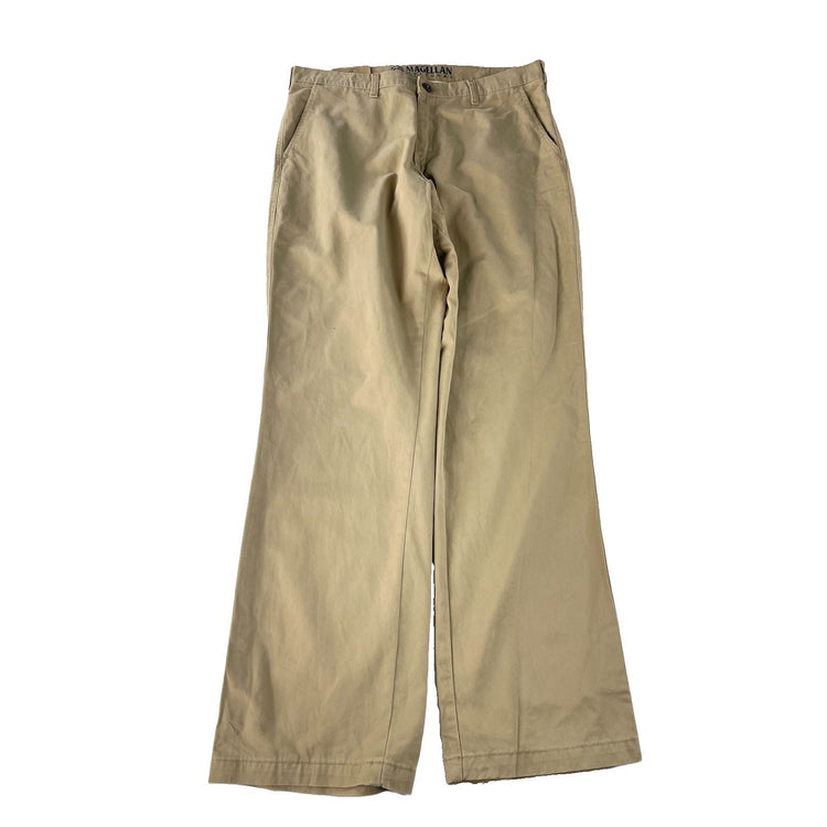 Mens Magellan Outdoors NWT Khaki Tan Flat Front Twill Chino Pants SIZE 36x32