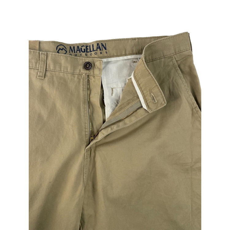 Mens Magellan Outdoors NWT Khaki Tan Flat Front Twill Chino Pants SIZE 36x32