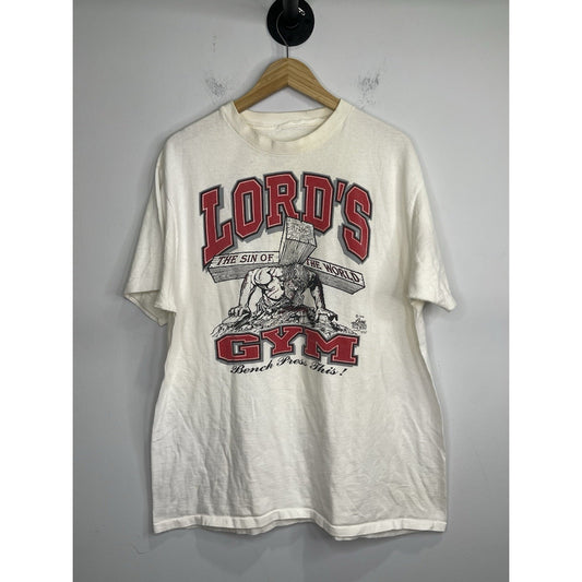 Men’s 90s Vintage Jesus Tee Living Epistles Lords Gym Double-Sided T Shirt Sz XL