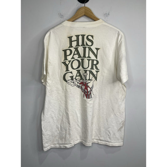 Men’s 90s Vintage Jesus Tee Living Epistles Lords Gym Double-Sided T Shirt Sz XL