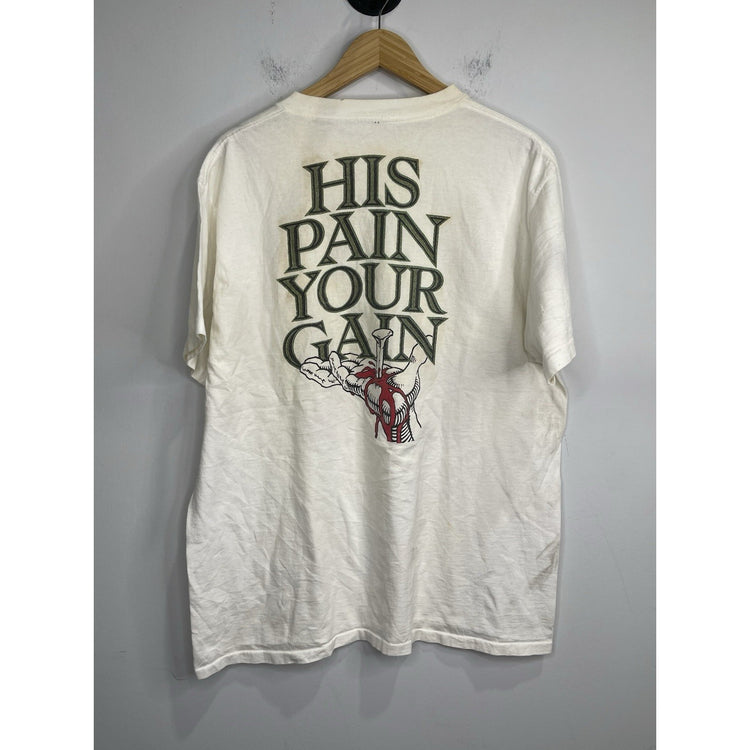 Men’s 90s Vintage Jesus Tee Living Epistles Lords Gym Double-Sided T Shirt Sz XL