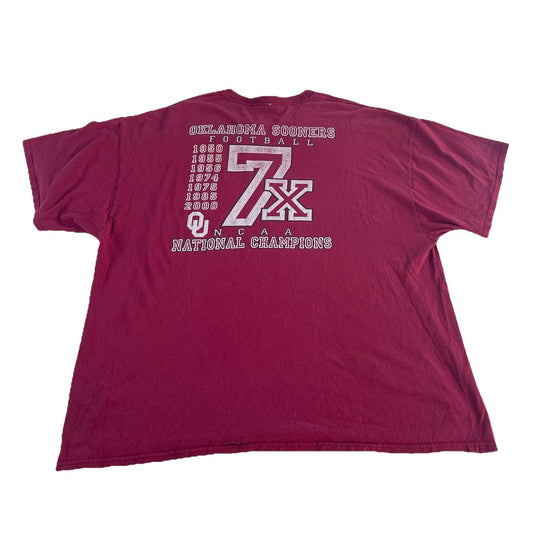 Mens Vintage Jerzees Distressed Oklahoma University Solid Tee Size 2XL