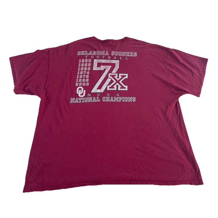 Mens Vintage Jerzees Distressed Oklahoma University Solid Tee Size 2XL