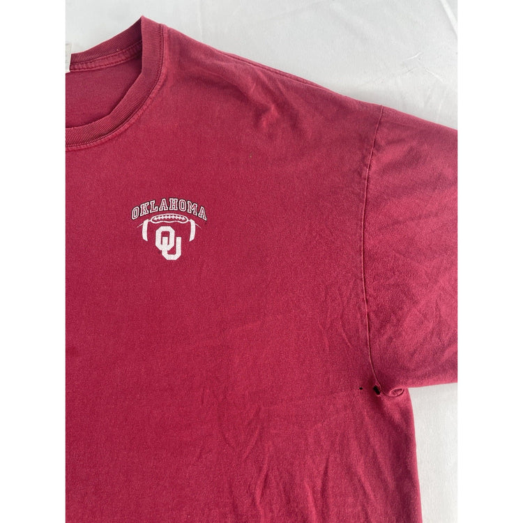 Mens Vintage Jerzees Distressed Oklahoma University Solid Tee Size 2XL