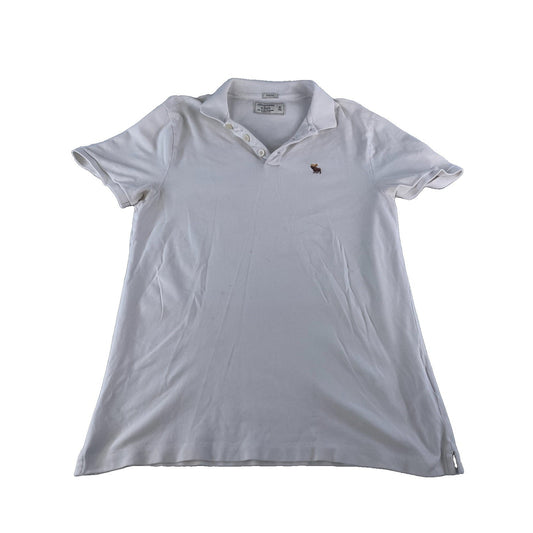 Womens Abercrombie & Fitch White Stretch Polo Shirt Size Medium