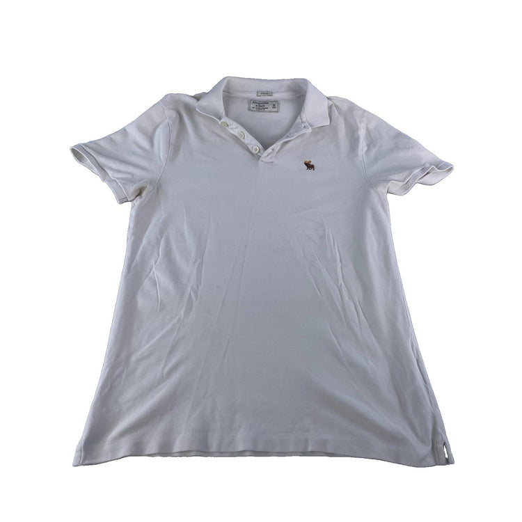 Womens Abercrombie & Fitch White Stretch Polo Shirt Size Medium