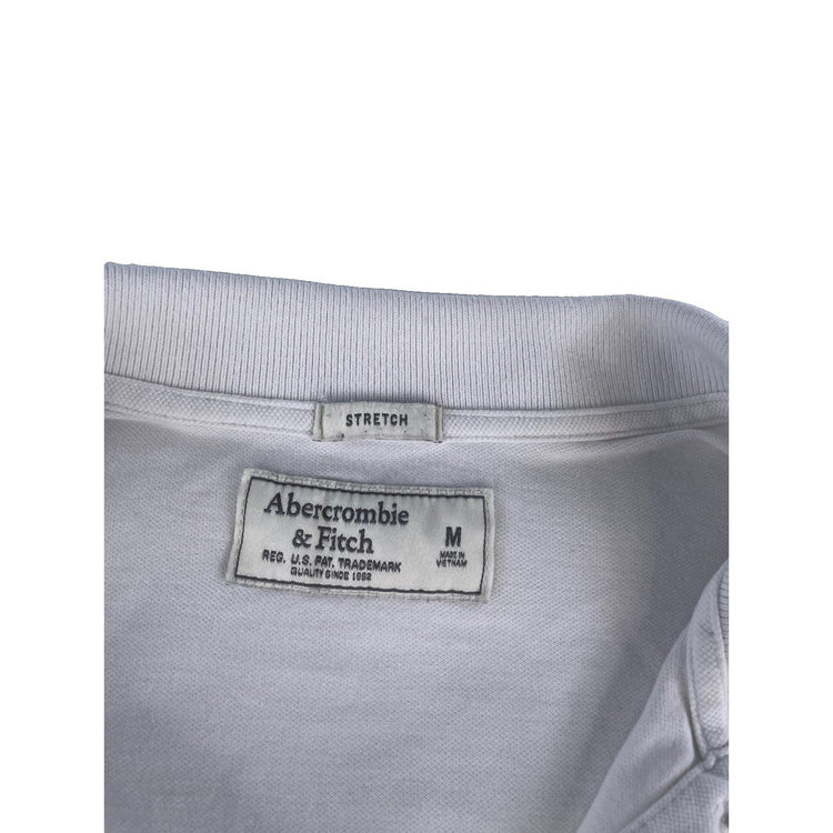 Womens Abercrombie & Fitch White Stretch Polo Shirt Size Medium
