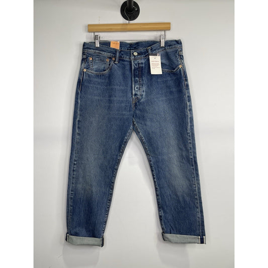Men’s Levi’s 501 Warp Stretch Straight Leg Button Fly Selvedge Denim Jeans 34x30