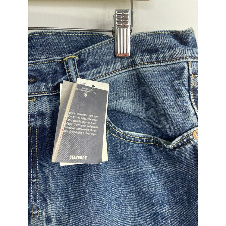 Men’s Levi’s 501 Warp Stretch Straight Leg Button Fly Selvedge Denim Jeans 34x30