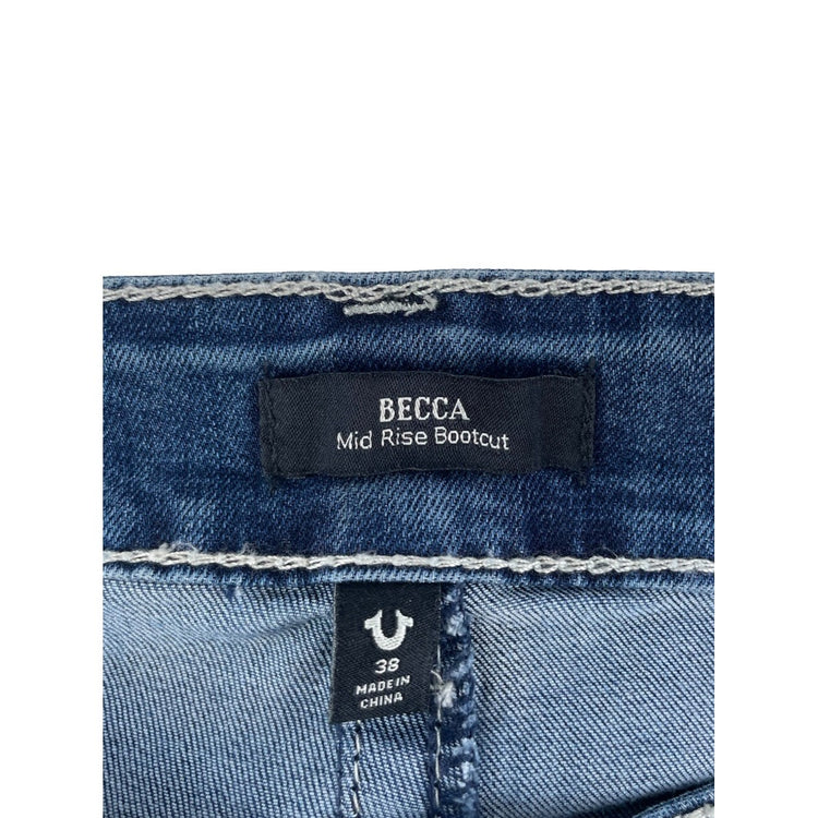 Women's True Religion Becca Mid Rise Bootcut Jeans Blue Wash Size 38