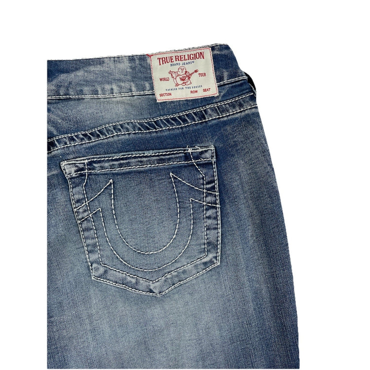 Women's True Religion Becca Mid Rise Bootcut Jeans Blue Wash Size 38