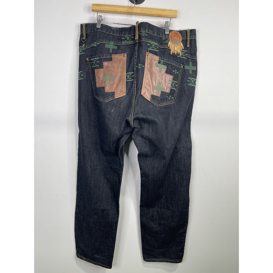 Men’s Vtg Y2K Streetwear Southwester Fiesta Warrior Baggy Wide Leg Jeans 40x37