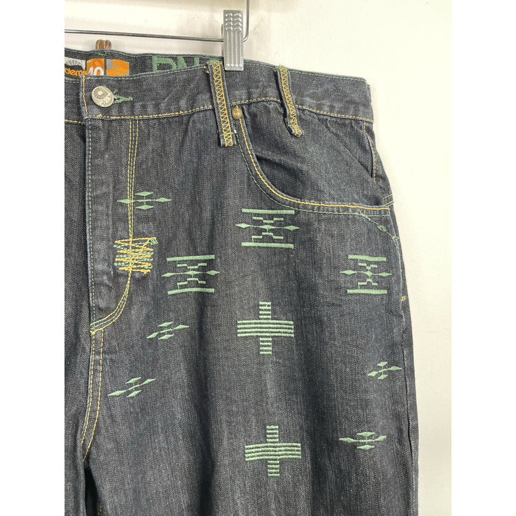 Men’s Vtg Y2K Streetwear Southwester Fiesta Warrior Baggy Wide Leg Jeans 40x37