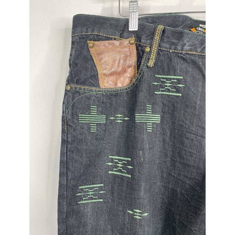 Men’s Vtg Y2K Streetwear Southwester Fiesta Warrior Baggy Wide Leg Jeans 40x37
