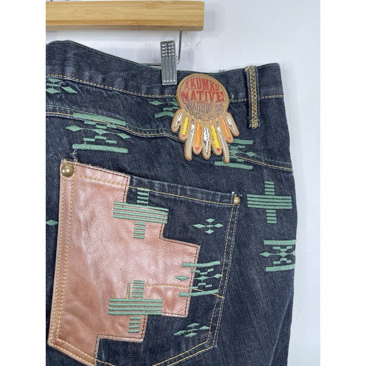 Men’s Vtg Y2K Streetwear Southwester Fiesta Warrior Baggy Wide Leg Jeans 40x37