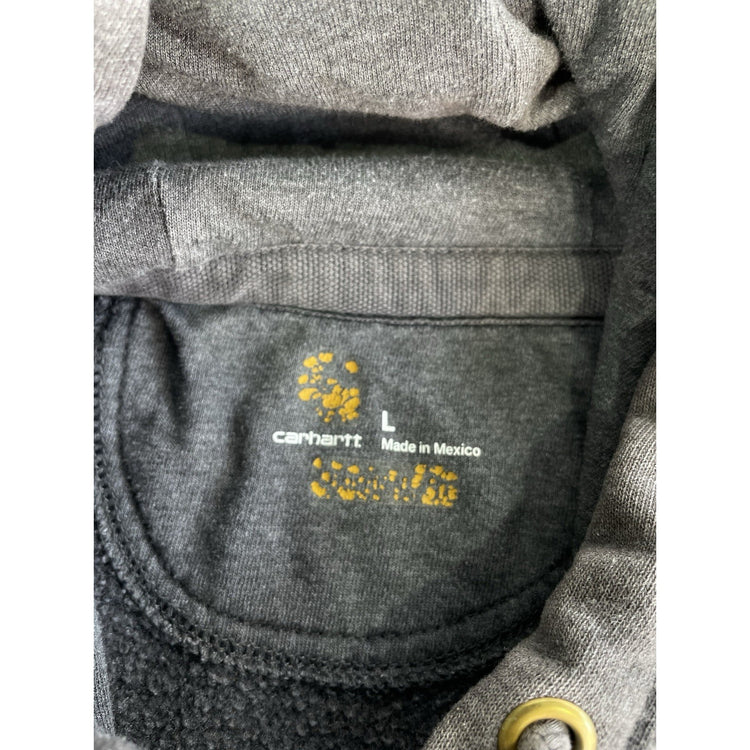 Mens Carhartt Gray Blank Fitted Pullover Hoodie Size L