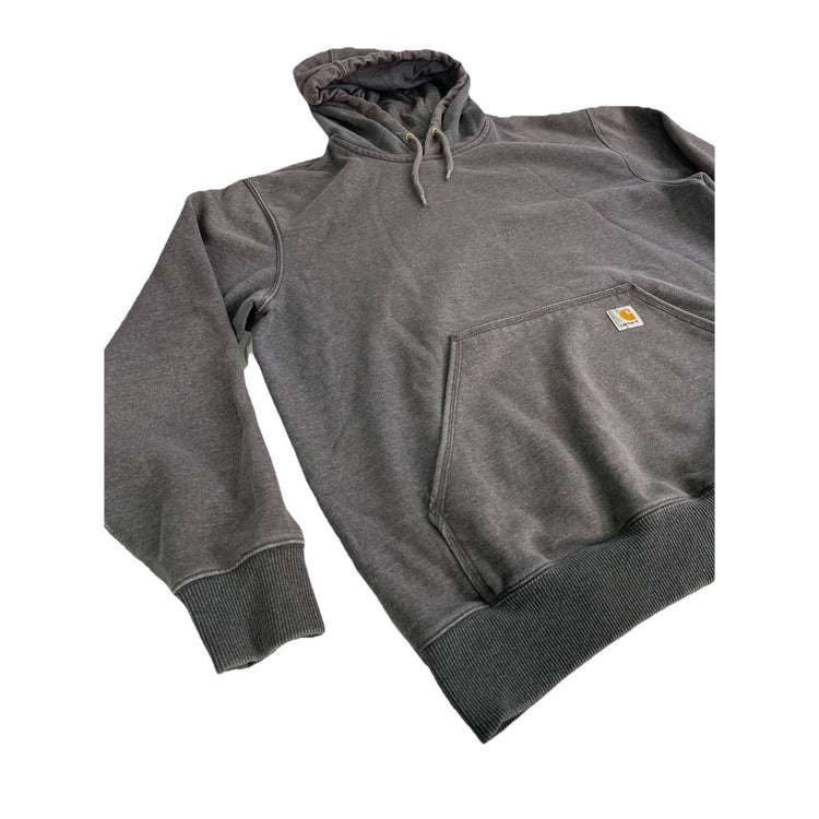 Mens Carhartt Gray Blank Fitted Pullover Hoodie Size L