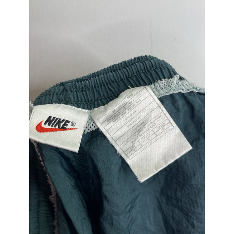 Men’s Vintage 90s Nike Swoosh Mesh Lined Swim Gym Shorts Green Nylon Sz M