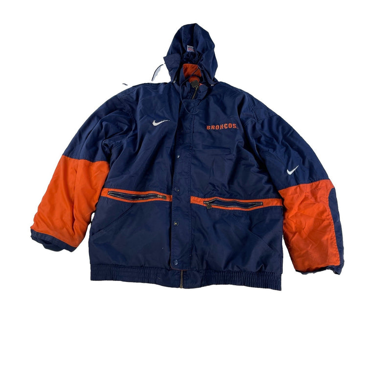 Mens 90s Nike Pro Line Denver Broncos Heavy Puffer Jacket Logo Size L