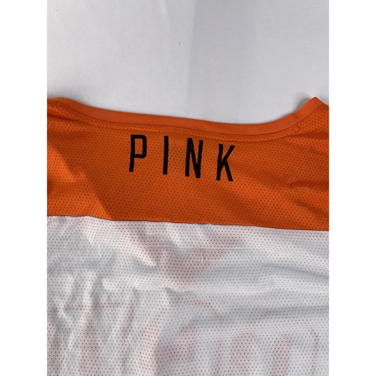 Women's Victoria's Secret Pink OSU White Orange Jersey V-Neck Shirt L