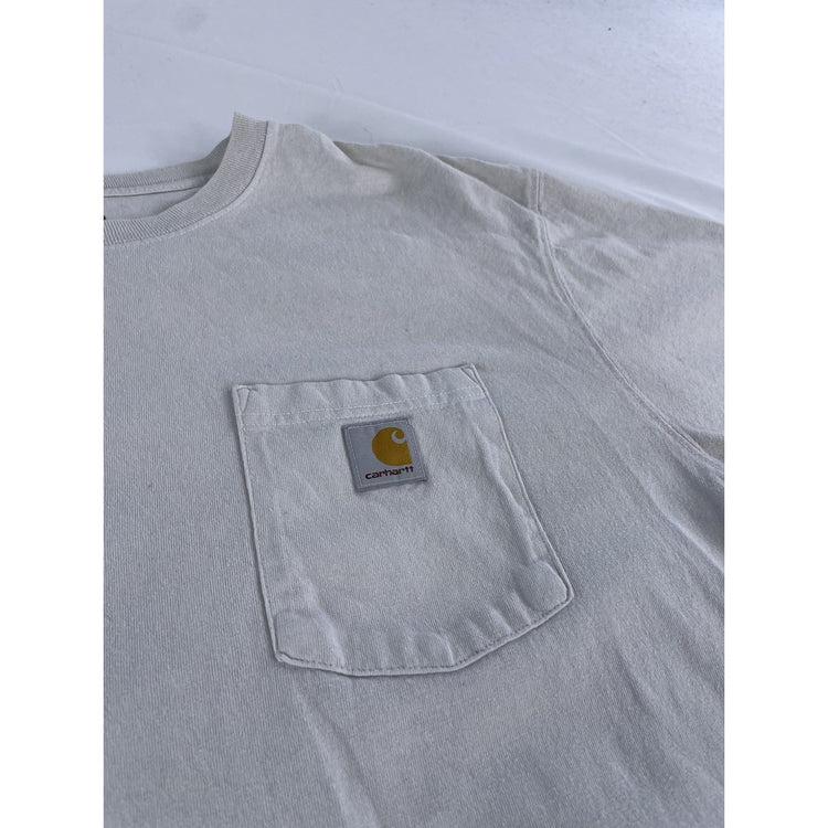 Mens Carhartt White Short Sleeve Loose Fit Pocket Shirt Size XL