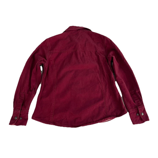 Womens Carhartt Red Denim Flannel Lined Jacket With Snap Buttons Size Small