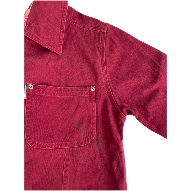 Womens Carhartt Red Denim Flannel Lined Jacket With Snap Buttons Size Small