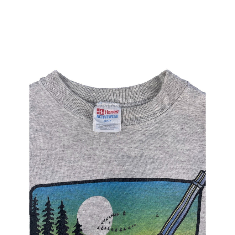 Mens Vintage 90s Hunting Deer Graphic Sweatshirt Hanes Activewear Size L 1995