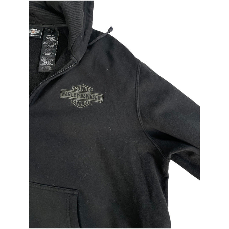 Mens Harley Davidson Basic Black Full Zip Hooded Jacket Size 2Xl